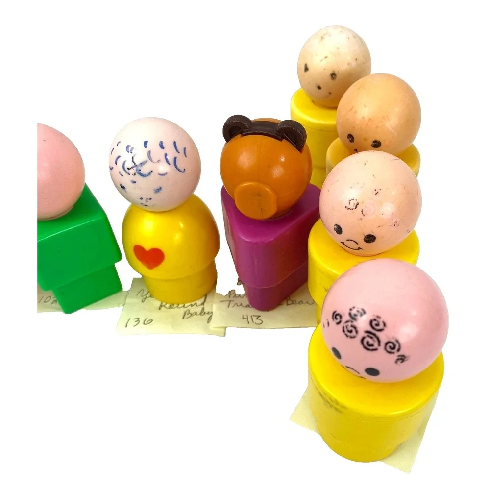 Vintage 90s Fisher Price Jumbo Chunky Little People Lot Set of 10 People Animals